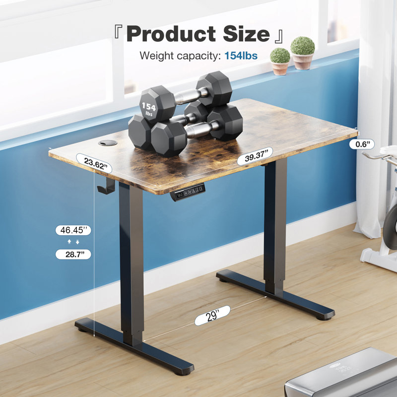 Ovidia Standing & Height-Adjustable Desks, Rustic Brown/Black, 46.46'' H x 40'' W x 23.62'' D