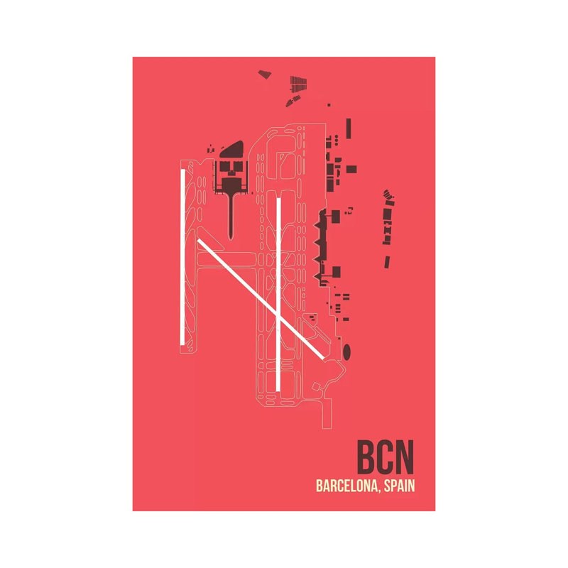 BCN Diagram, Barcelona, Spain 1 Piece Wrapped Canvas Wall Art, 101.6cm H x 66.04cm W x 1.91cm D