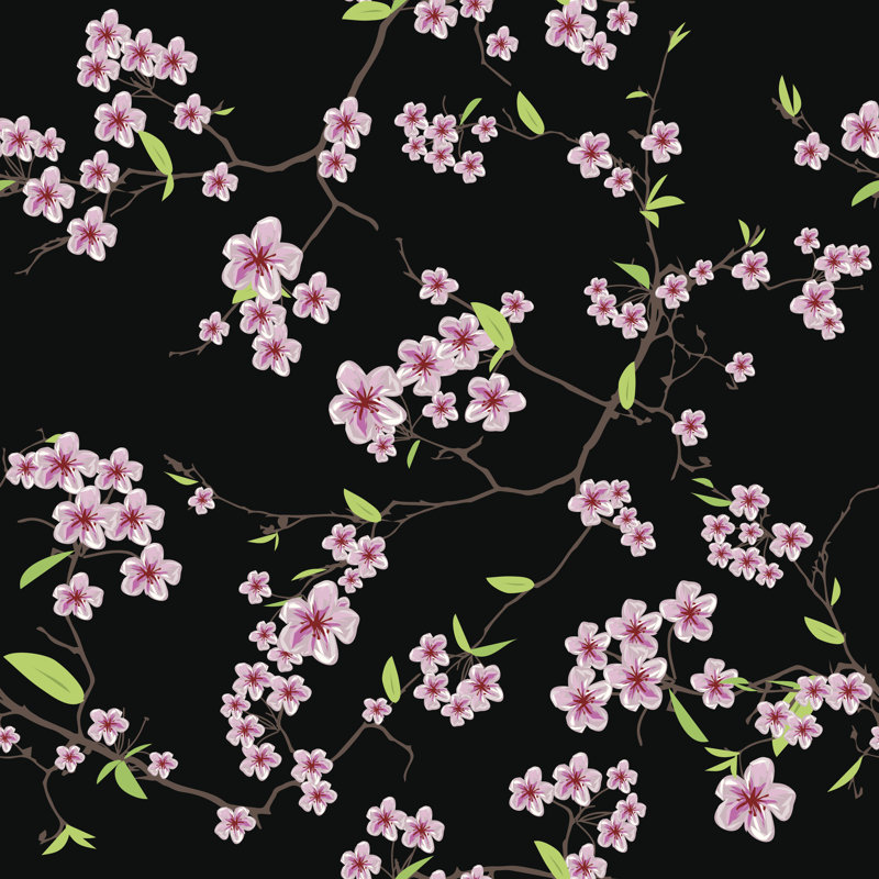 Chinese Sakura Pattern by Lavendertime - Wrapped Canvas Print, 30cm H x 30cm W