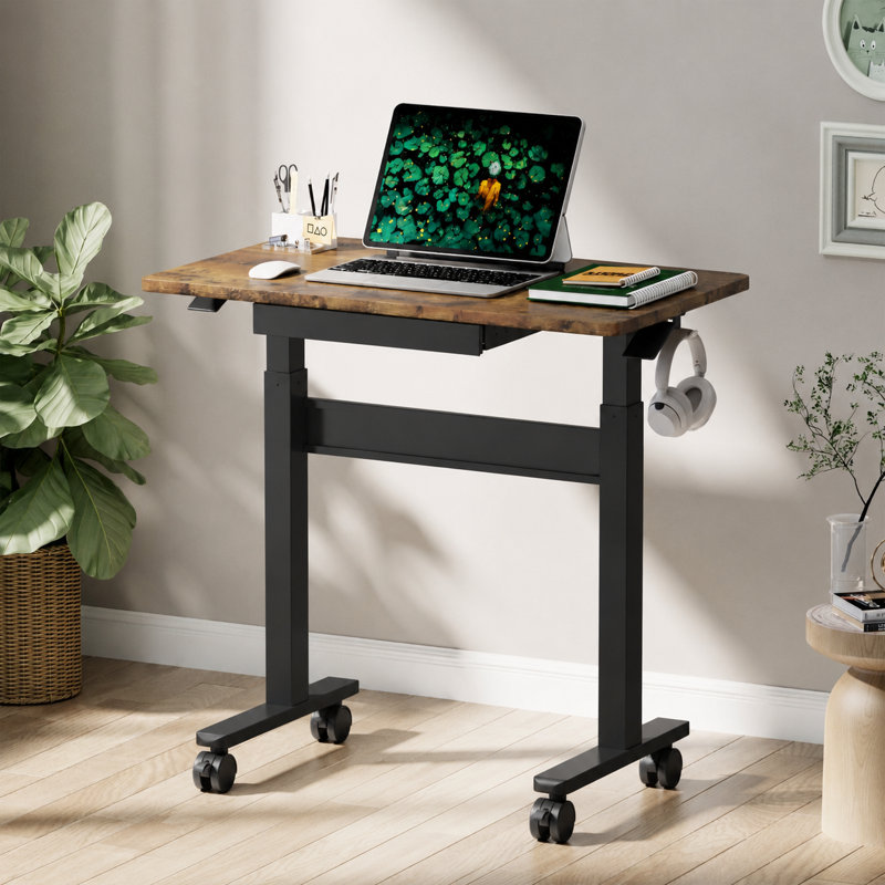 Adjustable Height Standing Desk, Rustic Brown/Black