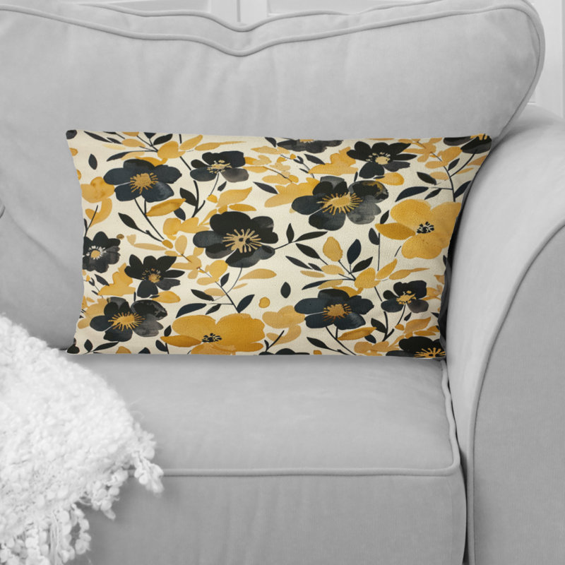 Coussin lombaire Delicate, Noir / Jaune