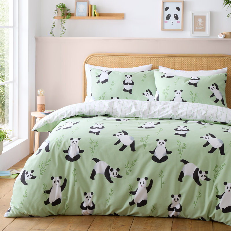 Panda Paws Reversible Duvet Cover Set, Single Duvet Cover Set + 1 Standard Pillowcase