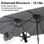 Ensemble de canapé d'extérieur pour 5 personnes, chaises pivotantes et table basse avec parasol et coussins gris-1783958443-1783958484