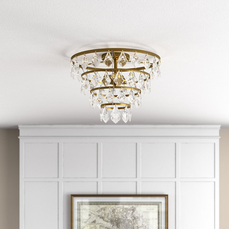Plafonnier encastré 3 lumières Bryd, Laiton, H 11 po x l 14 po x P 14 po