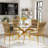 Glass Round Dining Table Set with Luxury Velvet Upholstered Dining Chairs-482210675-496819579-496819576