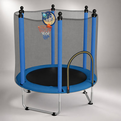 Trampoline protégé contre les rayons UV avec filet de sécurité et tapis de saut durable pour s'amuser en famille en plein air
