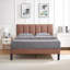 Auxter Full Bed Frame with Adjustable Headboard, Velvet Upholstered Full Size Platform Bedframe with Vertical Channel Tufted Headboard, Wooden Slats Support, Fully Upholstered Mattress Foundation, No Box Spring Needed-102383225-123308570