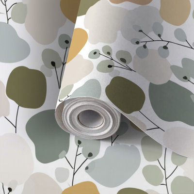 Papier peint auto-adhésif scandinave à motif floral auto-adhésif et amovible 17,7 po x 118 po (45 x 300 cm)