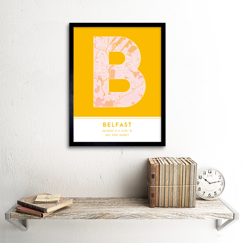 Belfast City Map Belfast Northern Ireland United Kingdom City Map - Single Picture Frame Typography