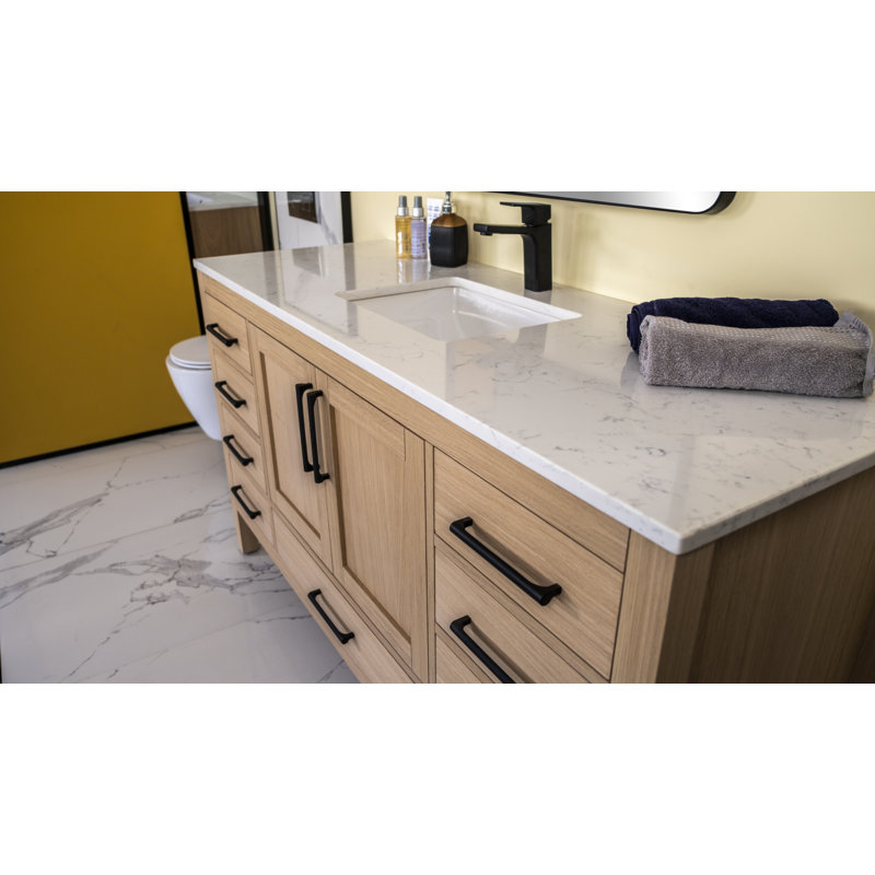 Meuble-lavabo 60 po avec lavabo en porcelaine intégré Avery, Chêne