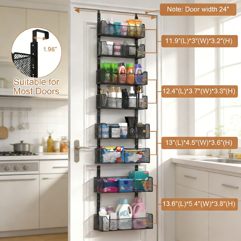 Over-the-Door Spice Rack, White