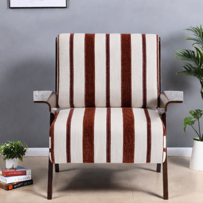 Chaises d'appoint confortables, sièges de maison en tissu et bois à rayures modernes
