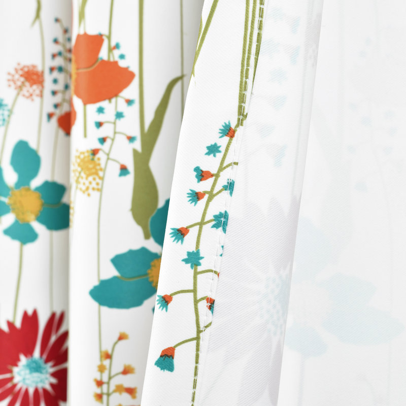 Clarissa Floral Turquoise Tangerine Polyester Blackout Curtain Panels