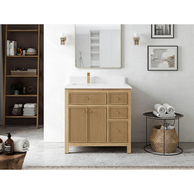 Sonoma Teak 36'' Single Bathroom Vanity with Quartz Top