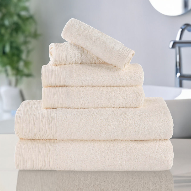 Ensemble de serviettes en rayonne de bambou et en coton mélangé hypoallergénique, Ivoire ivoire