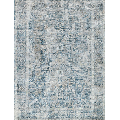 Antique Loom Blue Polyester powerloom Area Rug