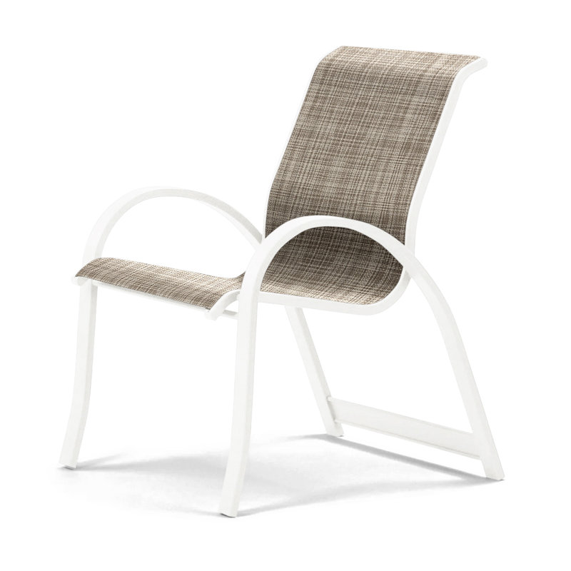 Fauteuil de salle à manger empilable Hiraku, Bristol taupe Sunbrella®, Blanc