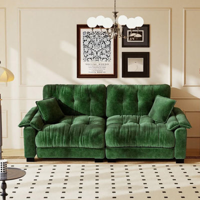 Modern 94" Chenille Pleated 3-seater Sofa