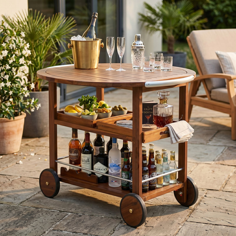 Bar Cart woth Extendable Table Top and Storage System