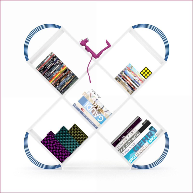Bibliothèque, étagère ouverte moderne à 5 niveaux Case X Design | Ivoire | Bois d'ingénierie