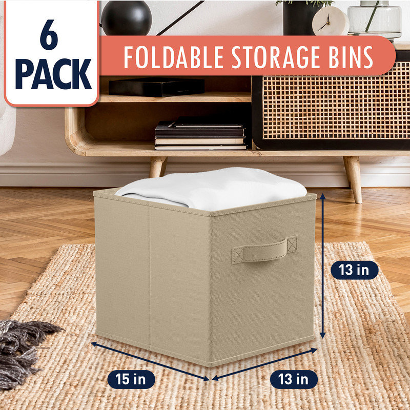 Rebrilliant Decorative Bin, Beige, 13" H x 15" W x 13" D