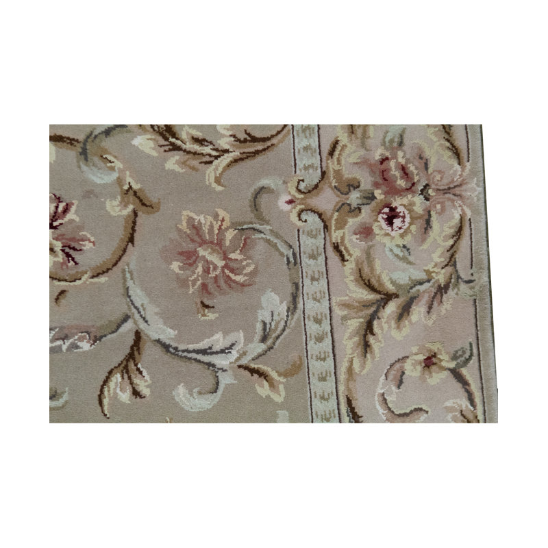 Tapis beige et gris noué à la main de haute qualité