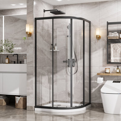 Cabine de douche d'angle, porte de douche, porte de douche quart de tour coulissante double en verre trempé de 1/4 po (6 mm)