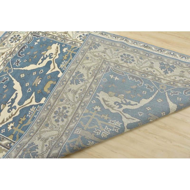 Tapis oriental en laine noué à la main bleu Nastaho