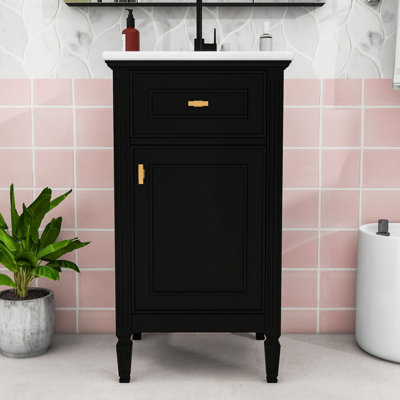 Meuble-lavabo en bois avec tiroir de rangement, tablettes et lavabo