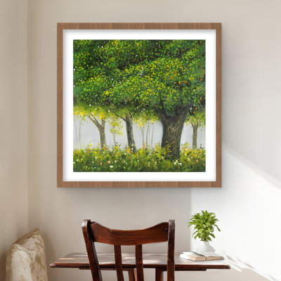 «Forest by Summer - Contemporary Seasons», reproduction encadrée avec passe-partout