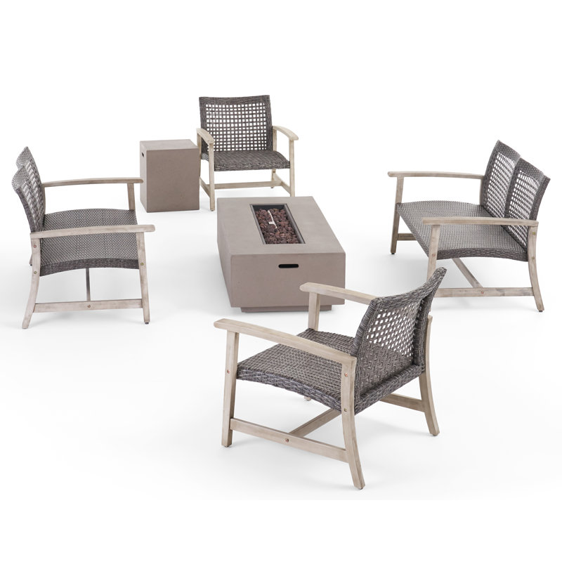 Ensemble de conversation pour 6 personnes Hactive, Gris clair / noir mixte