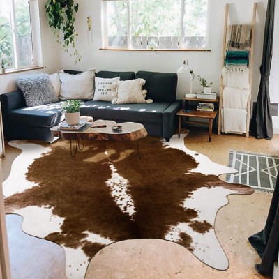 Cow Print Rug For Living Room Faux Cow Hide Animal Print Carpet For Bedroom Office Table