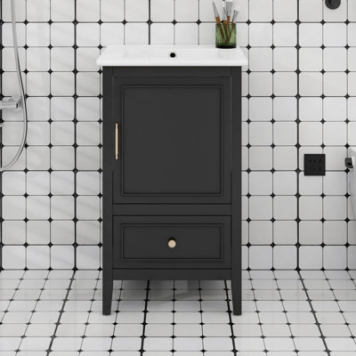Meuble-lavabo 20 po avec lavabo et 1 tiroir noir 20 po
