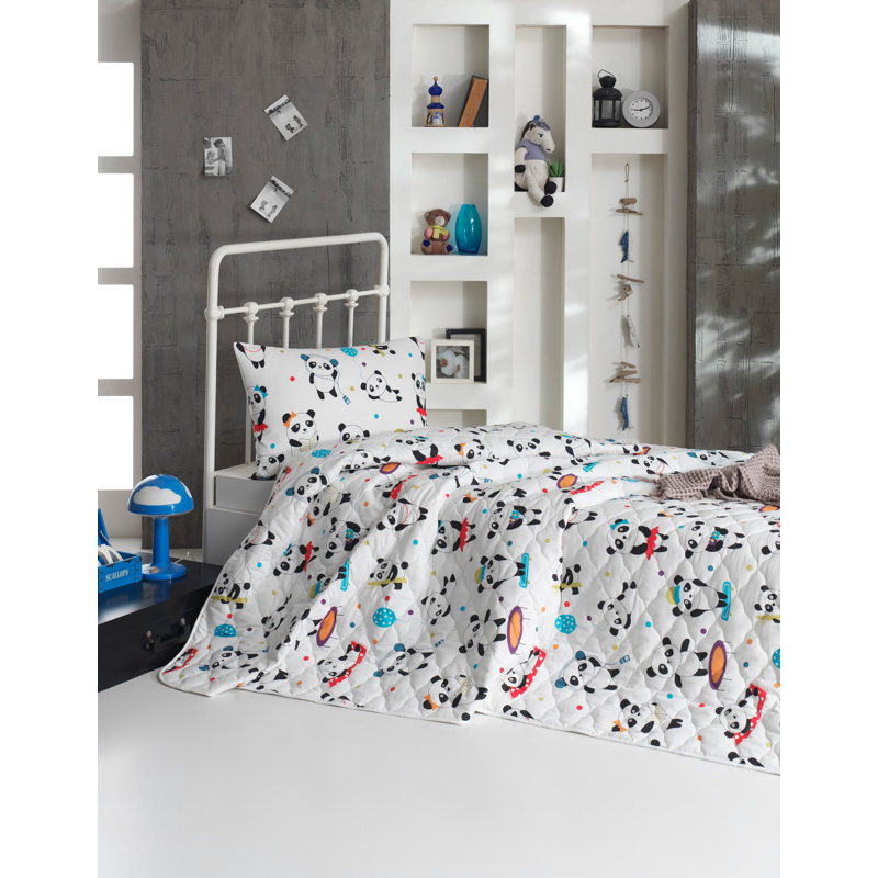 Couvre-lit 100% coton Acaia noir / bleu sarcelle / rouge, Couvre-lit 61 po x 79 po