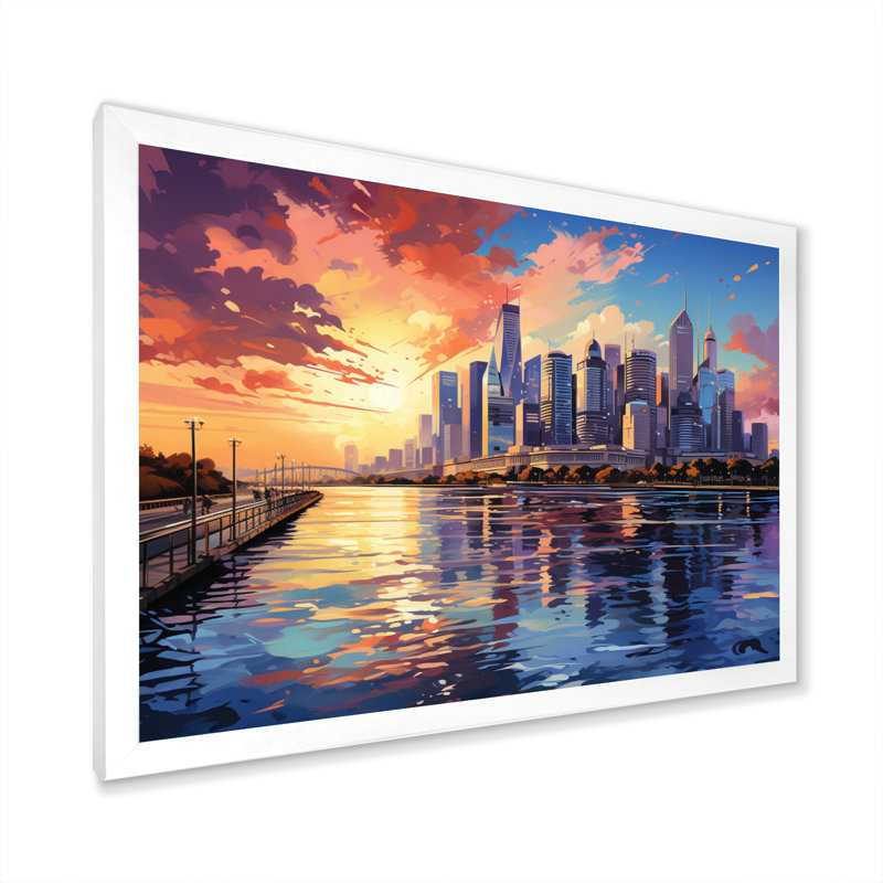 City Popart I, impression sur toile encadrée, Cadre flottant blanc, H 30 po x l 40 po x P 1,5 po