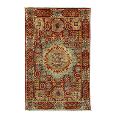 Hand Knotted Oriental Area Rug in Navy