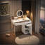 Meuble-lavabo 31,5 po avec miroir éclairé, coiffeuse de luxe avec 2 tiroirs et 1 armoire, 3 modes d'éclairage disponibles pour la chambre à coucher, or blanc