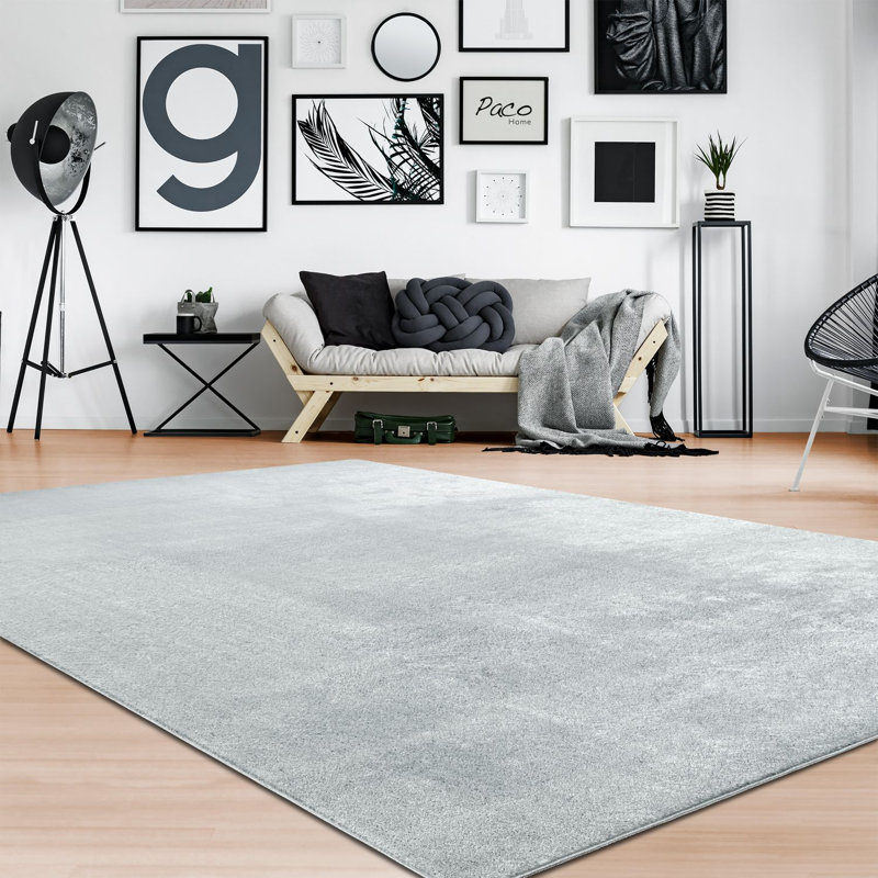 Tapis doux, doux, à poils courts, antidérapant, de couleur unie, lavable, Rectangle 6 pi 7 po x 9 pi 2 po, Gris