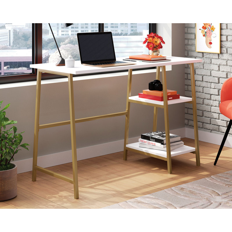 Writing Desk, White/Gold