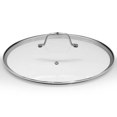 NutriChef NC3PL12 Nonstick Tri-Ply Stainless Steel Stir Fry Pan with Glass  Lid, 12 inch 