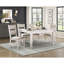 Ensemble de salle à manger de style campagne moderne blanc 5 pièces avec chaises rembourrées texturées gris, bois, rectangulaire, sièges 4