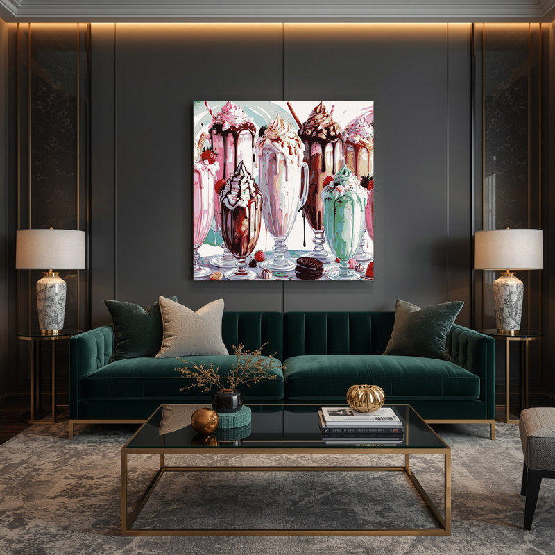 Desserts Milkshake gris, art mural sur toile, H 12 po x l 12 po
