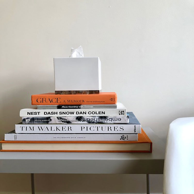 Couvre-boîte à mouchoirs en laque - blanc, Blanc