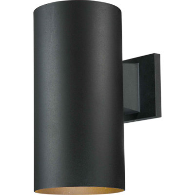1-Light Integrated LED Indoor or Outdoor Black Aluminum Cylinder Wall Mount or Wall Sconce