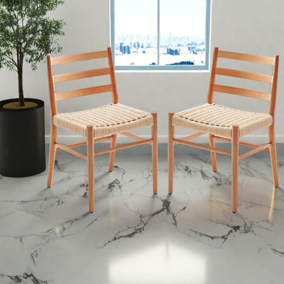 Sturdy Metal Dining Chairs With Woven Rope, Mid Century Modern For Kitchen