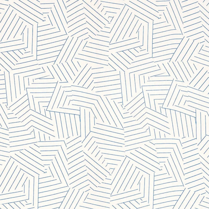 Schumacher x Miles Redd Deconstructed Stripe Fabric, Cobalt