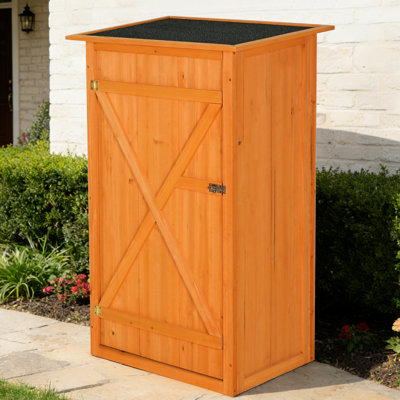 Jaune, armoire de rangement extérieure, toit plat, porte verrouillable, rangement pour piscine et pelouse, remise à tablettes ajustables, toit, porte, imperméable, pour prairie de jardin, utilisation multifonctionnelle