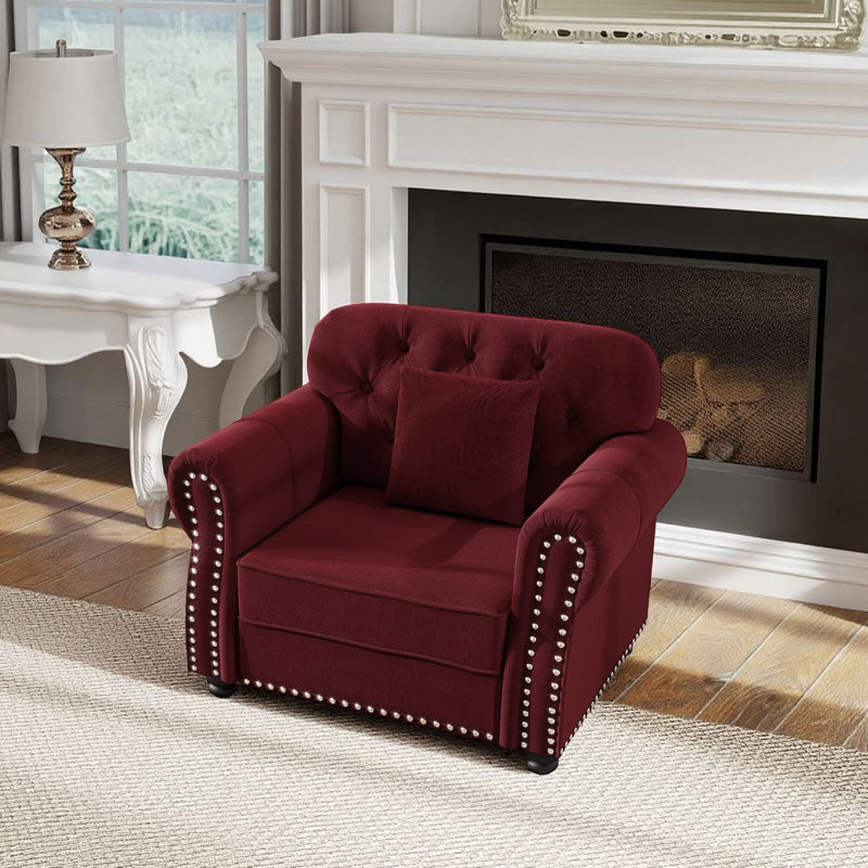 Canapé Chesterfield 41,3 po Mid-Century, Rouge