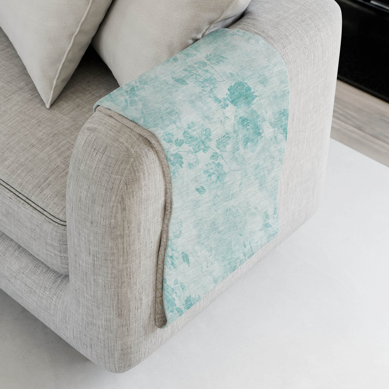 Jeté floral Sherpa ASB724 Addison, Motif floral turquoise