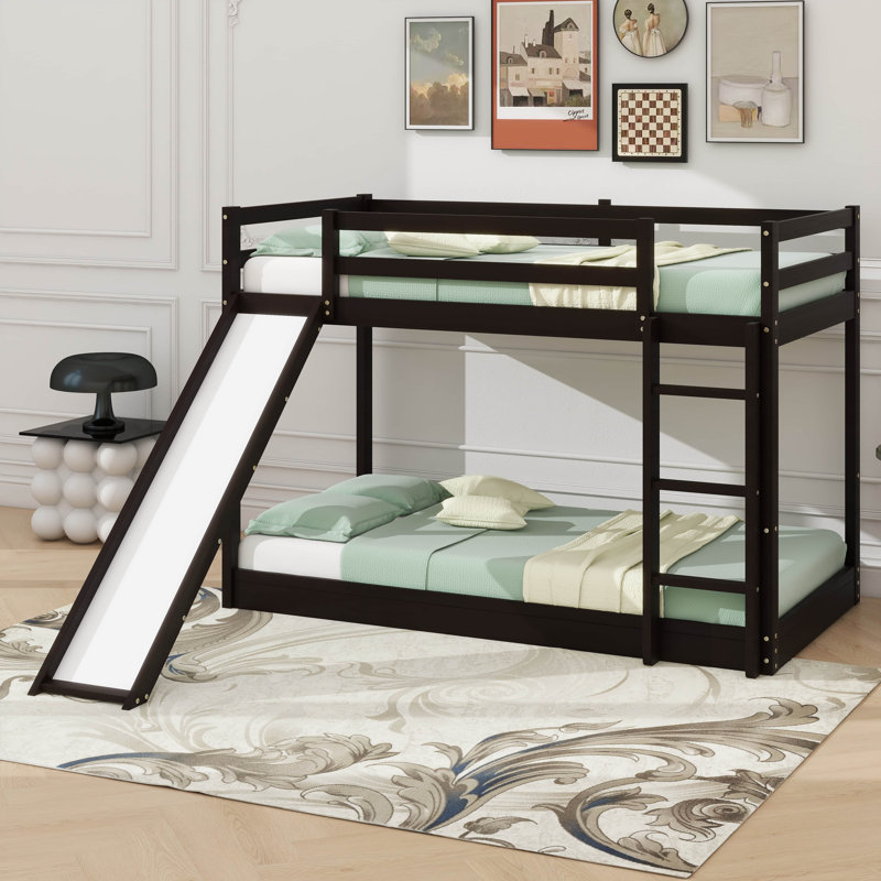 Twin-Over-Twin Bunk Bed With Slide And Ladder, Espresso